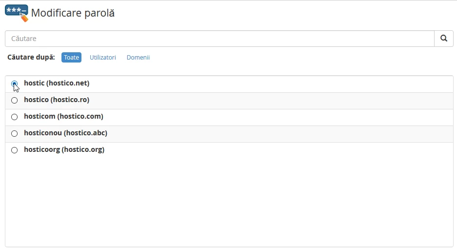 Modificare Parola cont cPanel WHM