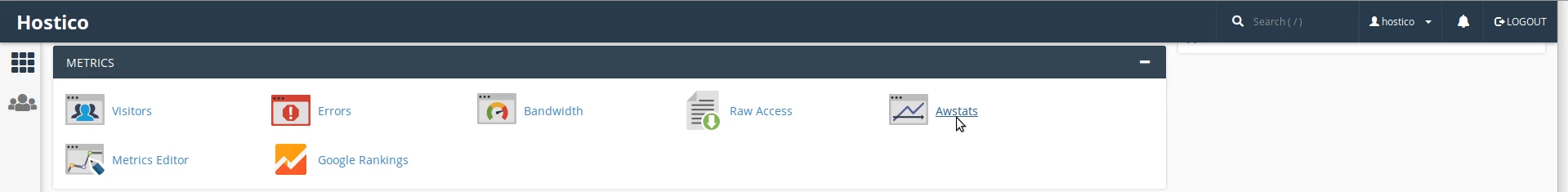 Accesare Awstats din Metrics cPanel