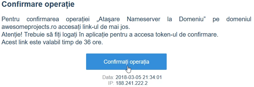 Confirmare operațiune ROTLD