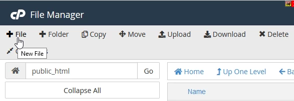 nouveau fichier cPanel