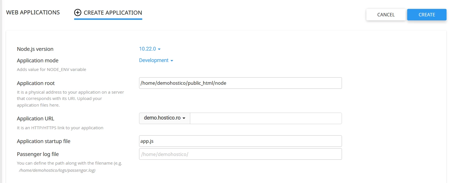 nodejs application