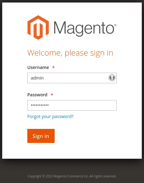 Login Magento