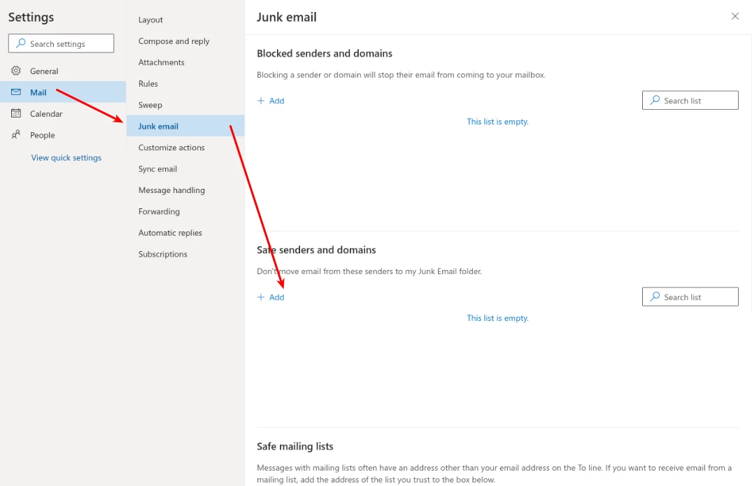 Outlook safelisting step 2