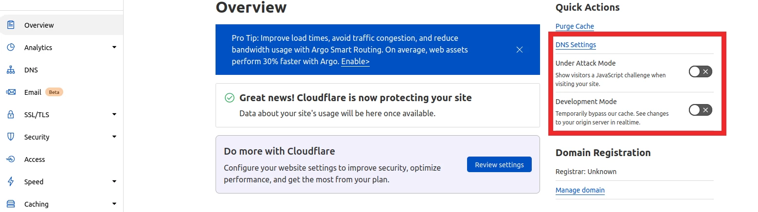 Activation du Mode Sous Attaque